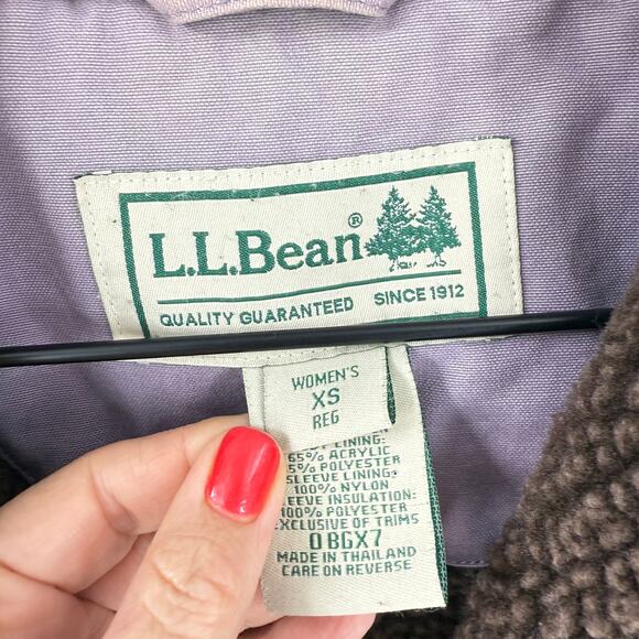 Vintage L.L. Bean Sherpa Lined Utility Chore Jacket Lavender Button Front Sz XS - Picture 3 of 8